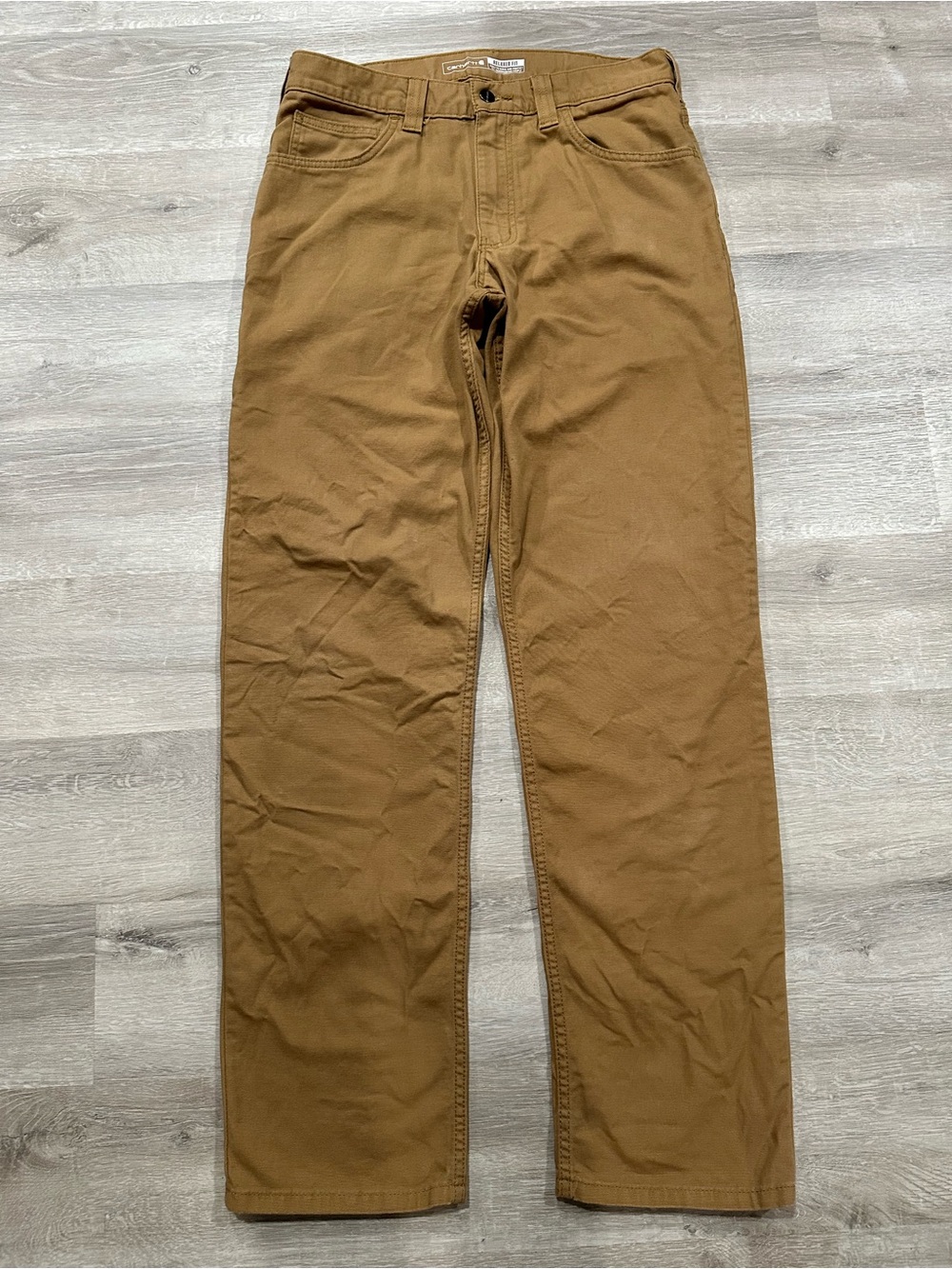 P125 Carhartt 32x34 Tan Rugged Flex Relaxed Fit Canvas 5-Pocket Work Pants